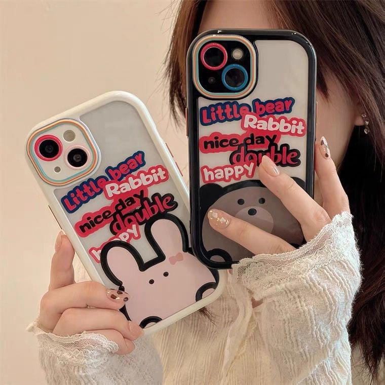 Soft Case Silikon Motif Beruang / Kelinci Lucu Untuk Iphone 13promax 12 11 xr xs