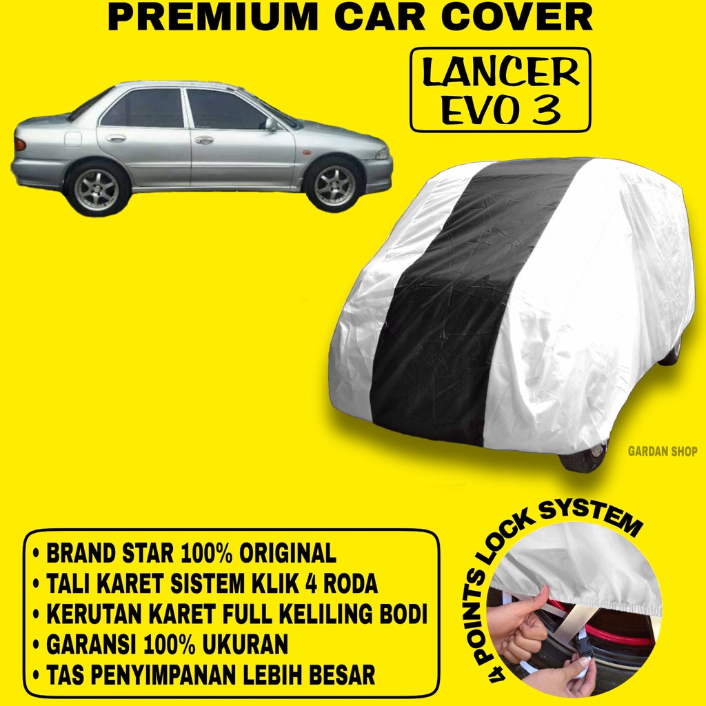 Body Cover LANCER EVO 3 SILVER HITAM Penutup Bodi Mobil Lancer Evo 3 Waterproof PREMIUM