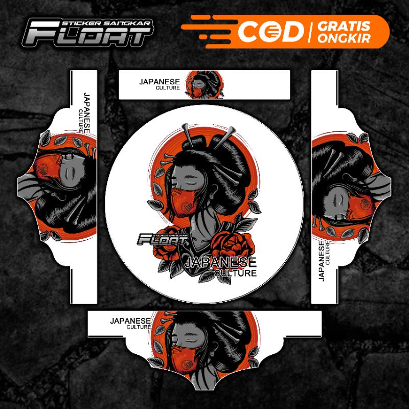 STIKER DECAL SANGKAR TEBOK LOVEBIRD PVC UNIVERSAL MOTIF JAPANESE CULTURE SAZIME