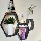 Rak Dinding Hiasan Ruang Tamu Dinding Kamar Hexagonal Rak 1 Set 3Pcs