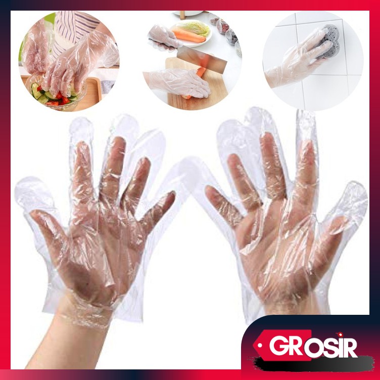 Grosir - F733 (100PCS/50PSG) Sarung Tangan Plastik Bening Steril Sekali Pakai / Hand Gloves