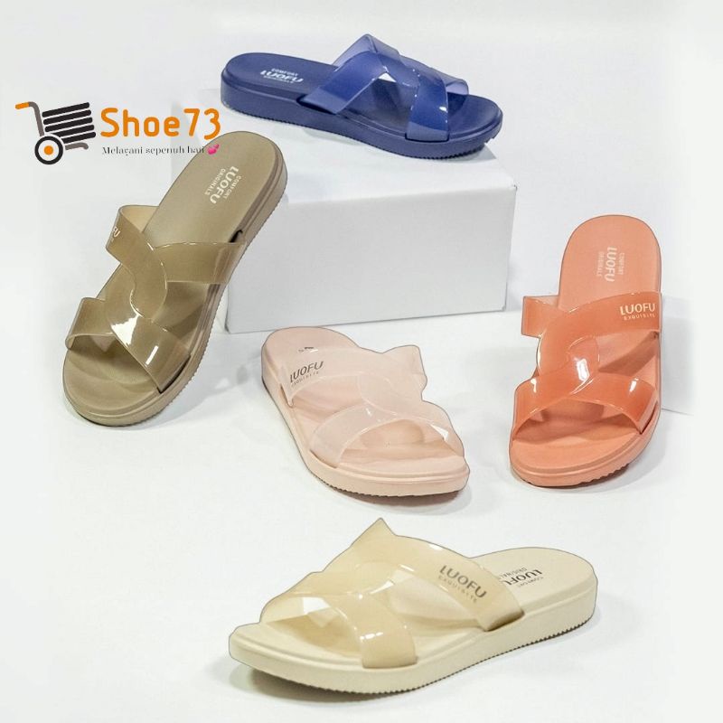 LUOFU E 7190 BTBW SIZE 36-40 ORIGINAL l Sandal Selop jelly wanita l Sendal kokop cewek impor