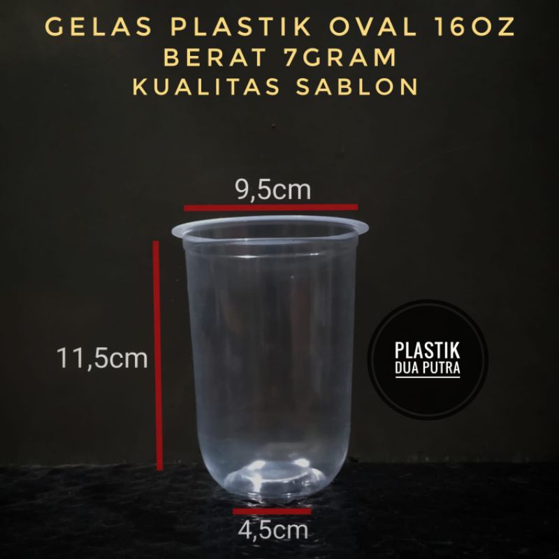gelas cup plastik oval 16 oz