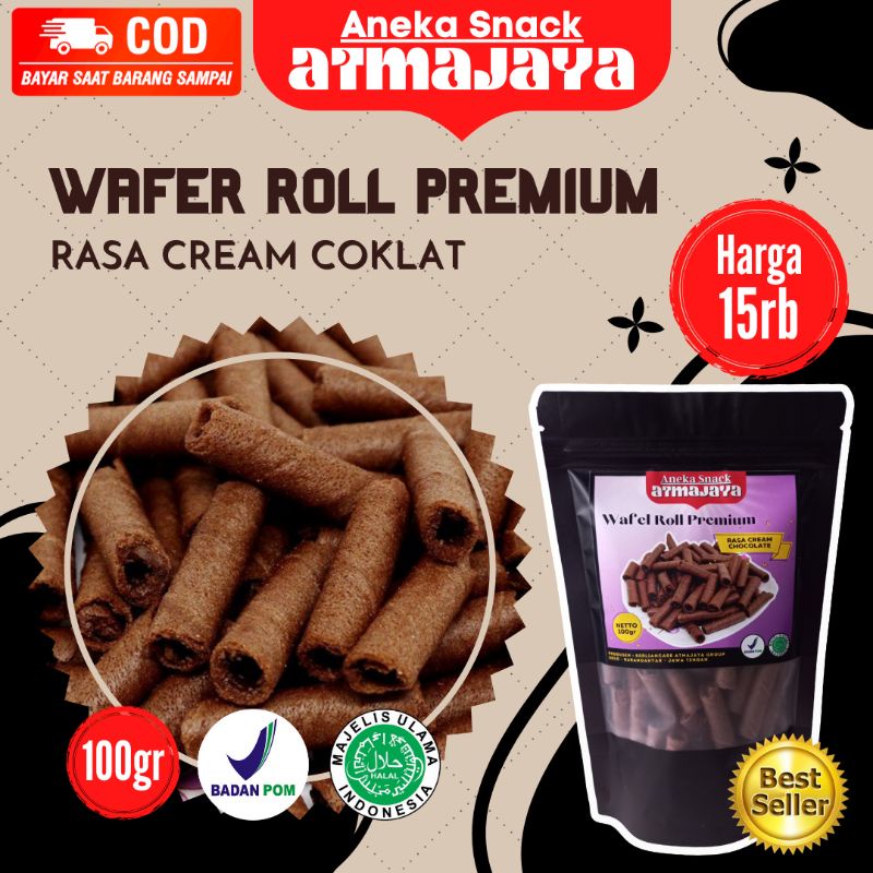 

Wafer Roll Cream Rasa Chocolate / Grosir Aneka Snack Atmajaya / Snack Murah / Makanan Ringan