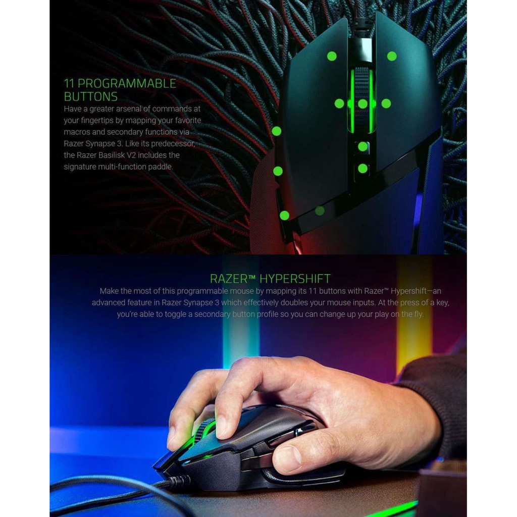 Razer Basilisk V2 Ergonomic Wired Gaming Mouse Cable Kabel Mouse Game