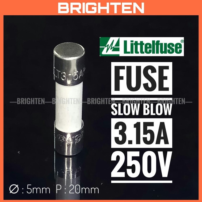 Fuse axial slow Acting LITTELFUSE 3.15A 250V keramik