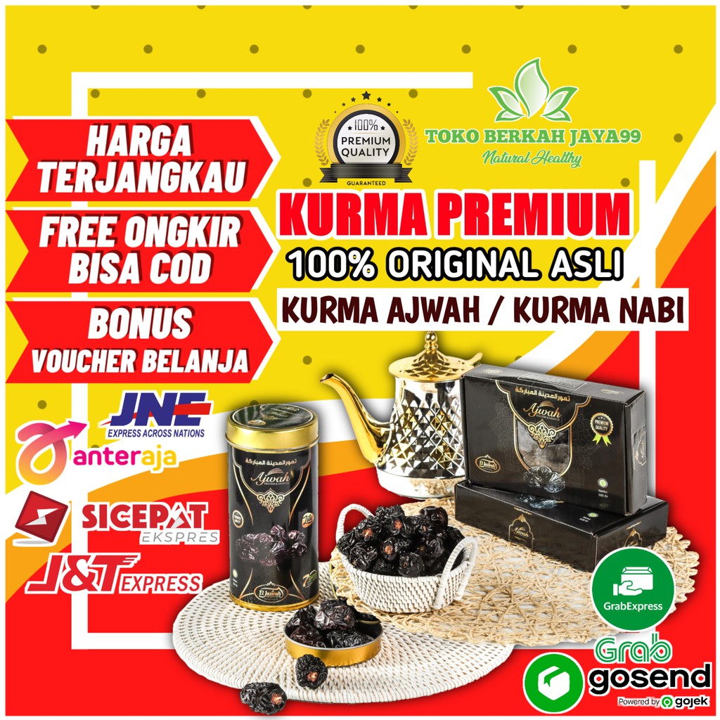 

Kurma Ajwa Premium / Kurma Ajwah Najwa / Kurma Nabi Asli Original Madinah El Jazirah Grade A