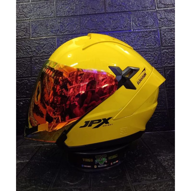 HELM JPX NOVA X NEW SOLID YELLOW LEMON BLACK VISOR IRIDIUM SNI DOT