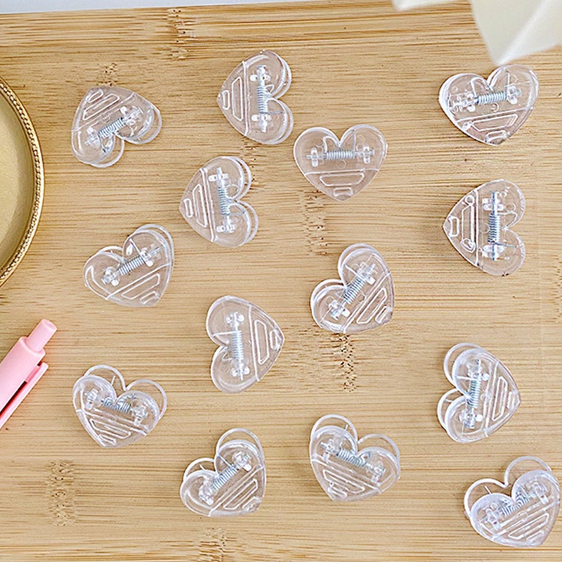 5pcs Klip Kertas Memo Bentuk Hati Bahan Plastik Transparan