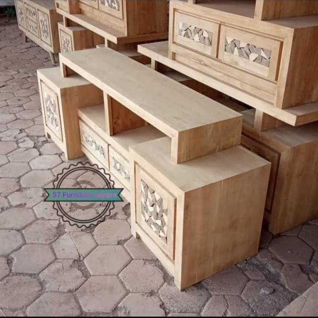 Meja Tv Minimalis / Bufet Retro/Lemari Hias Ruang Tamu Bahan Kayu Jati Mentahan