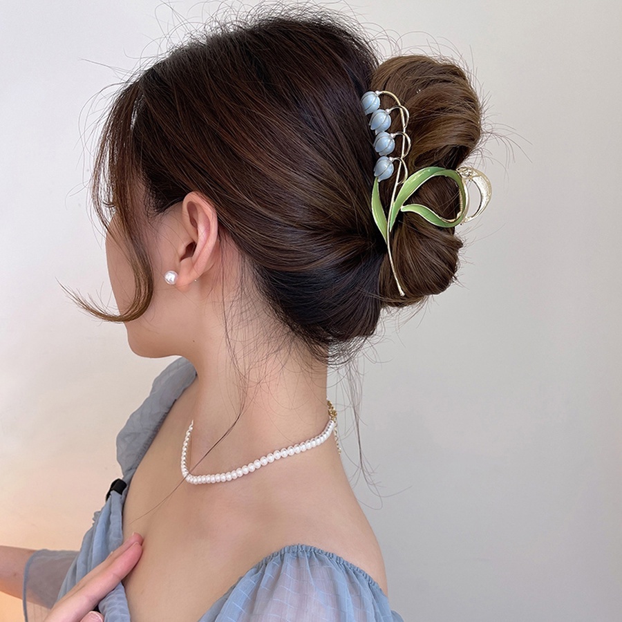 Jepit Rambut Ponytail Bentuk Bunga Bahan Alloy Gaya Korea Untuk Wanita