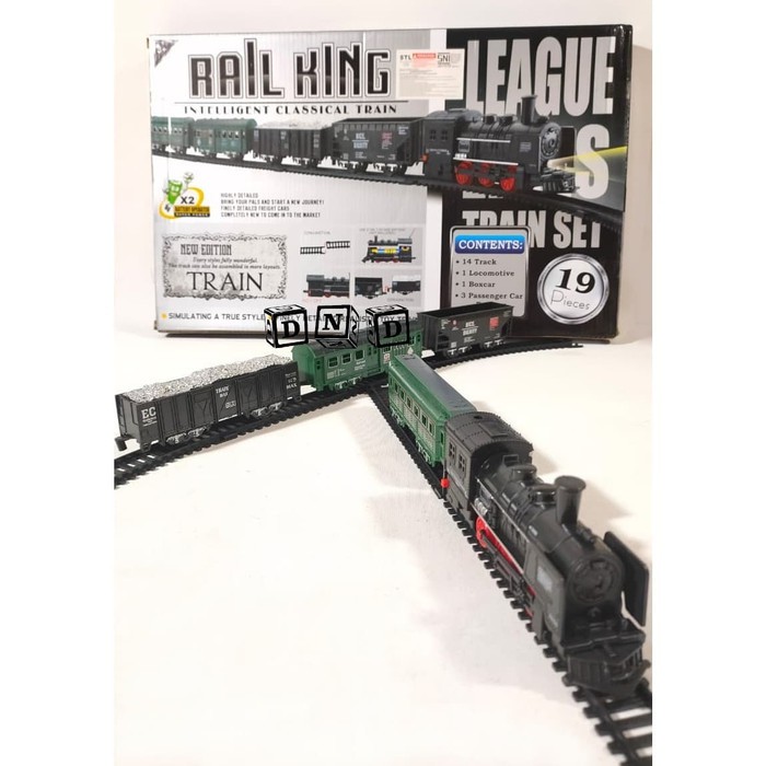 Mainan Anak Rail Intelligent Classical King Train Set Kereta TL09 19pc