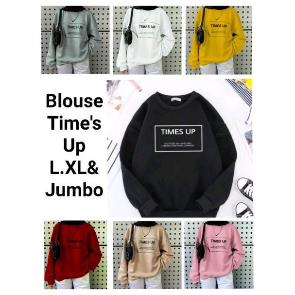 COD☑️Atasan Tangan Panjang Mangset/Blouse time'sUp/3ukuran/L.XL&amp;JUMBO/GoodQuality