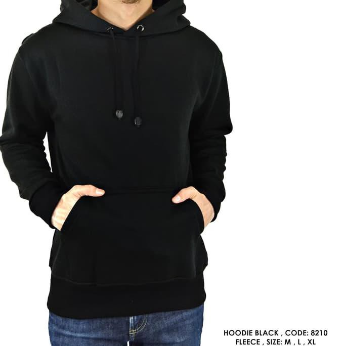 JAKET COWOK JAKET SWEATER SWITER HOODIE JUMPER POLOS POLOSAN HITAM COWOK PRIA - Hitam, L