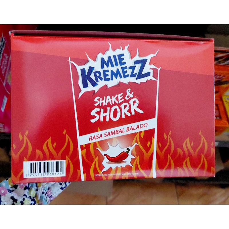 Mie shake &amp; shorr Box 378 gr isi 24pcs(ecer 500) dan isi 20pcs (ecer 1000)