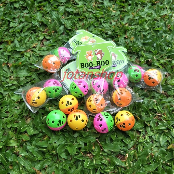 Mainan Kucing Bola 2pcs Warna Warni kecil mini kerincingan bel murah