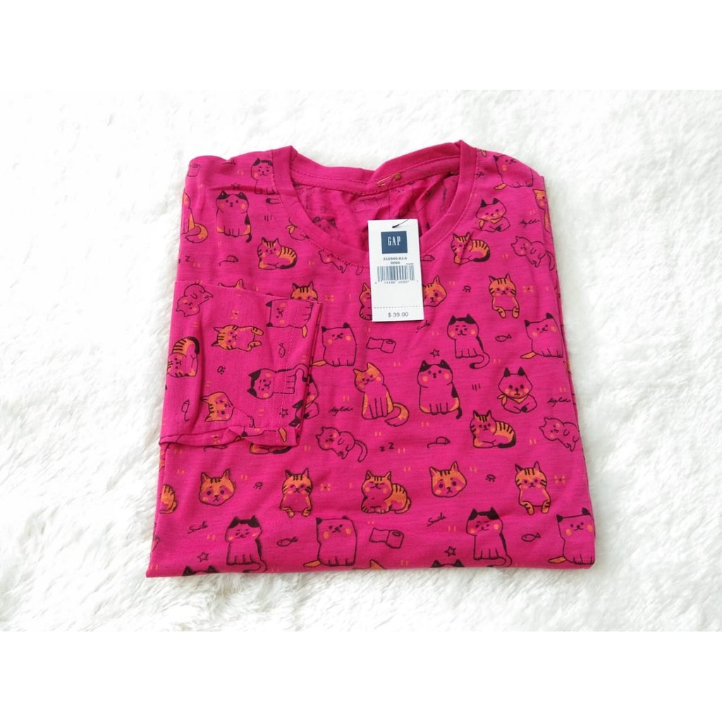  GAP  Motif CATTY Long Sleeve Kaos  Lengan  Panjang  Shopee 