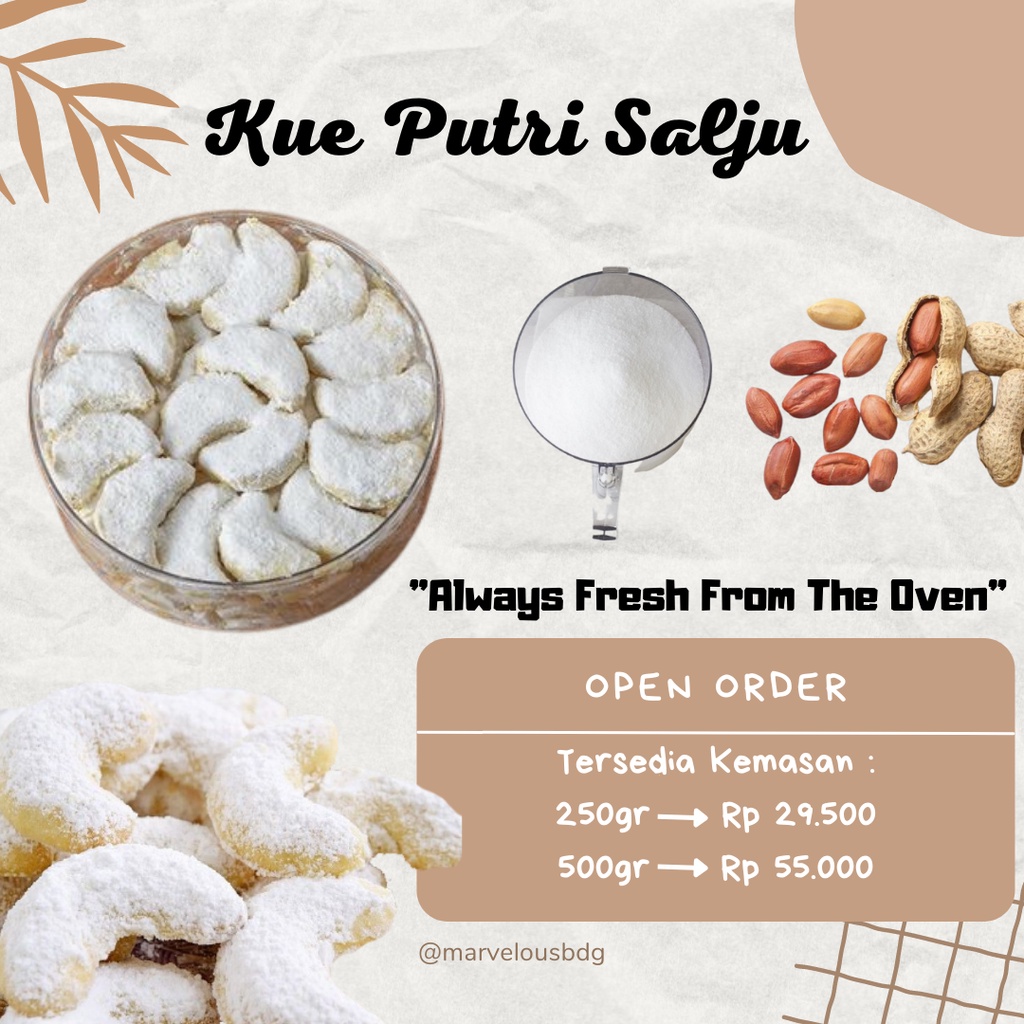 

Hampers Kue Kering Putri Salju Enak Natal Lebaran Imlek Cemilan Kiloan Murah dan Berkuliatas Premium BY Marvelousbdg