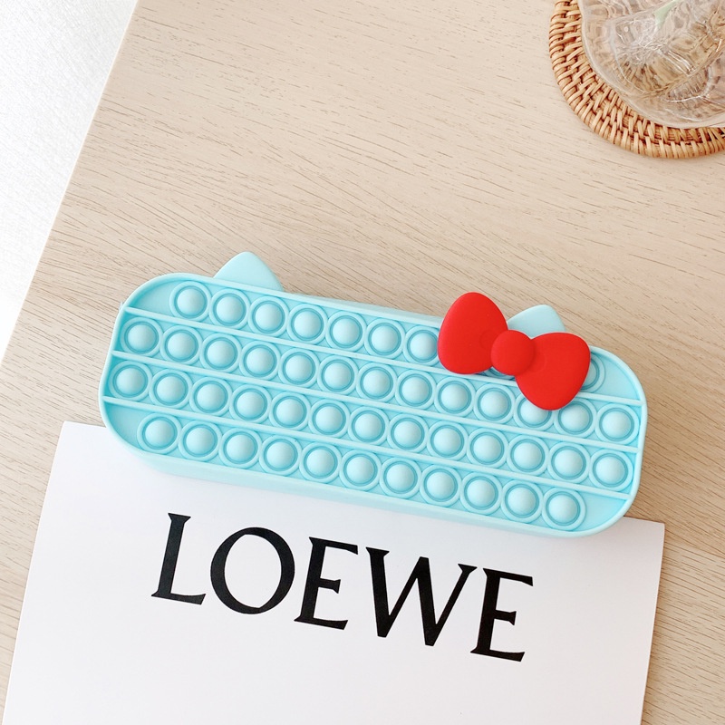 Cartoon Pop It Pencil Case Push Bubble Fidget Squeeze Toy Stress Relief Stationery Storage Bag Best Cat Style