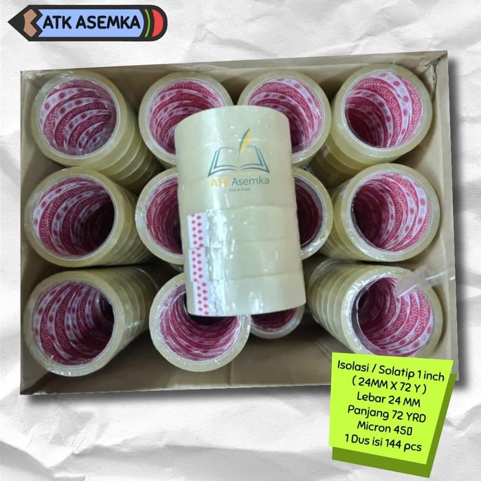 

ISOLASI / SOLATIP 1 inch ( 24MM X 72 Y ) Bukan Daimaru / Selotip Atk