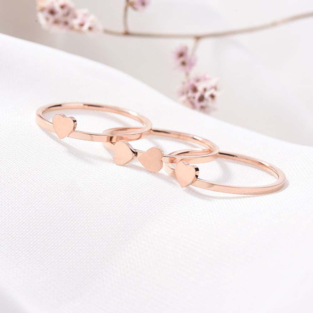 Mxbeauty Cincin Semanggi Empat Daun Elegan Vintage Hati Cinta Hati Warna Rose Gold Peach Heart Women Rings