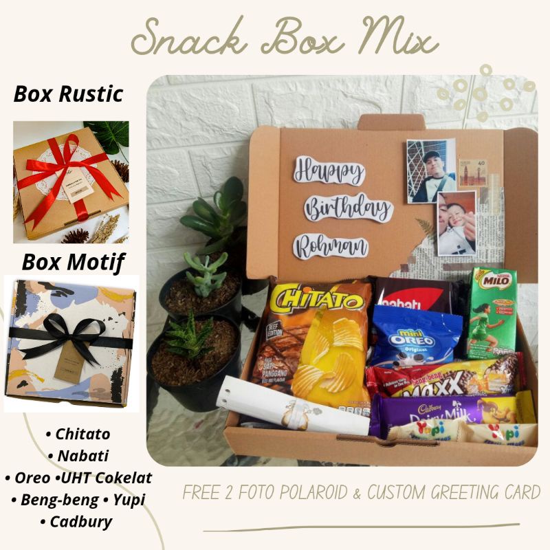 

Snack box kekinian / Kado Ulang Tahun / Wisuda