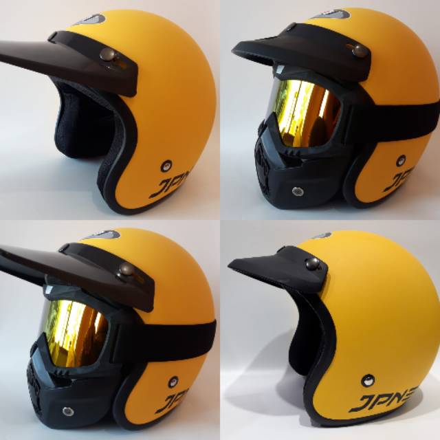 Helm jpn kuning dof dengan goggle mask