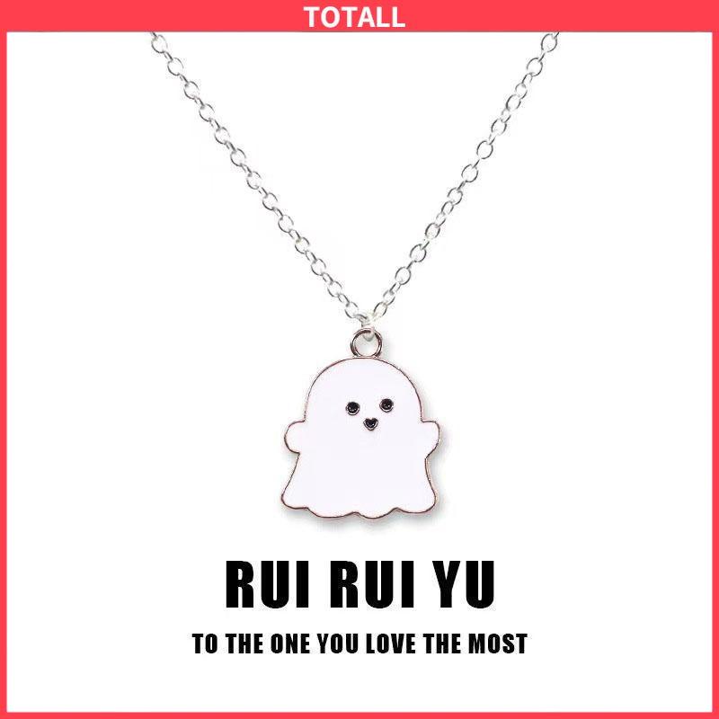 COD Kartun Hantu Kalung Liontin Aksesoris Pasangan Rantai Sweater Hadiah Halloween-Totall