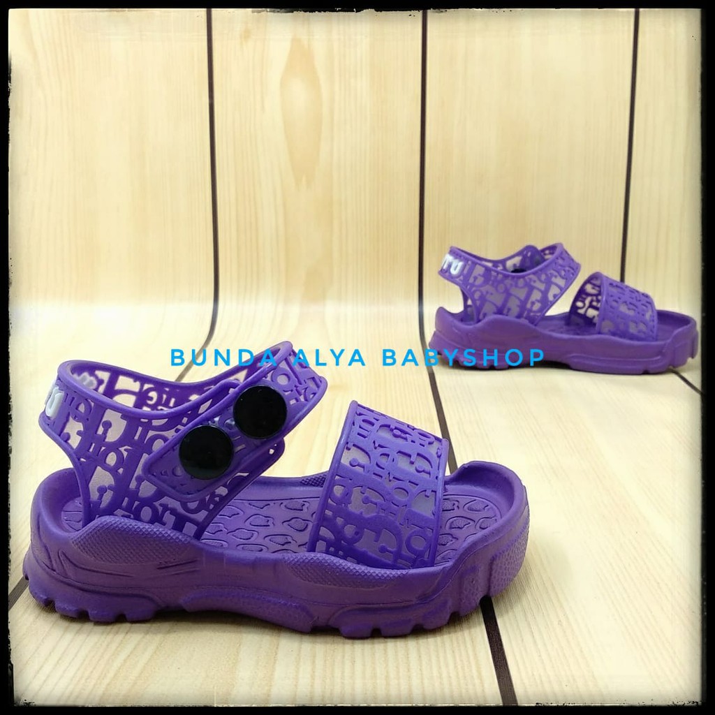 Sendal Anak Perempuan Usia 6 - 12 Bulan Elastis UNGU - Sepatu Sandal Anak Cewek Tali Karet Size 20 - 21 Anti Licin Alas Karet