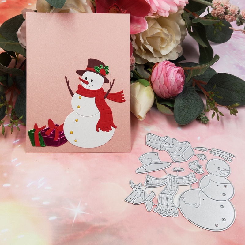 Cetakan Stensil Cutting Dies Motif Snowman Natal Bahan Metal Untuk Scrapbook / Craft DIY / Dekor