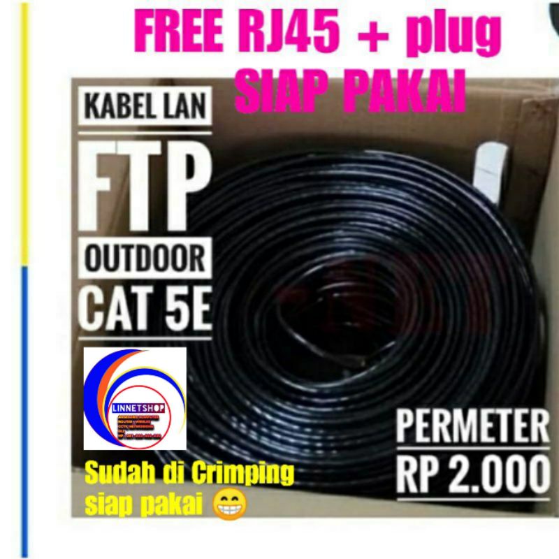 Kabel LAN Cat5e STP FTP Outdoor meteran siap pakai