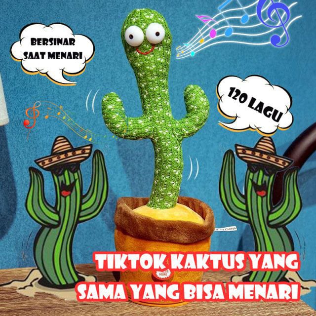 [MURAH] mainan kaktus bergoyang anak mainan kaktus robot menari ada lagu dan cahaya
