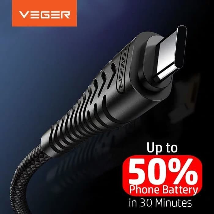 VEGER V110 Kabel Data Type C Fast Charging 3.0 - ISI 40 Per Kaleng -