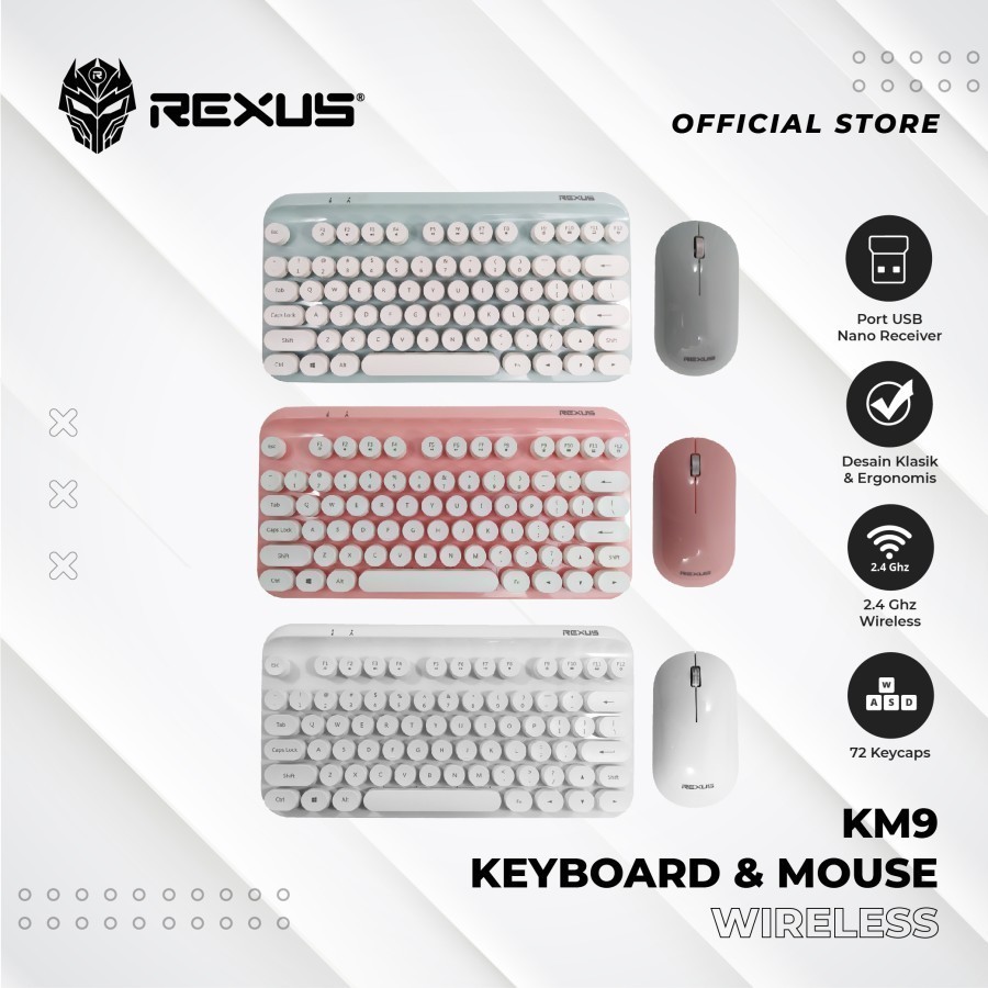 Trend-Rexus KM9 Combo Keyboard Mouse Wireless - PUTIH