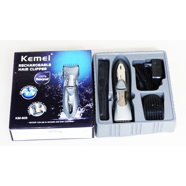 PROMO KEMEI KM 605-Alat Cukur Rechargeable Waterproof