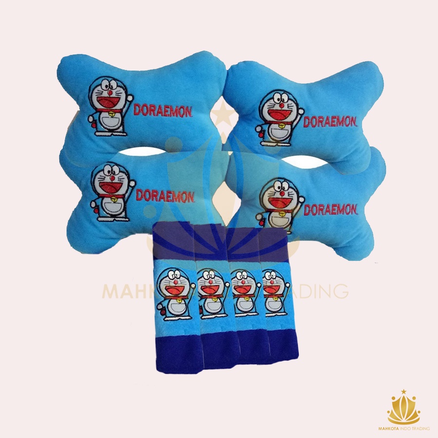 Bantal Jok Mobil Doraemon Set 8 PC / Bantal Leher Mobil DORAEMON 8 PC PROMO MURAH