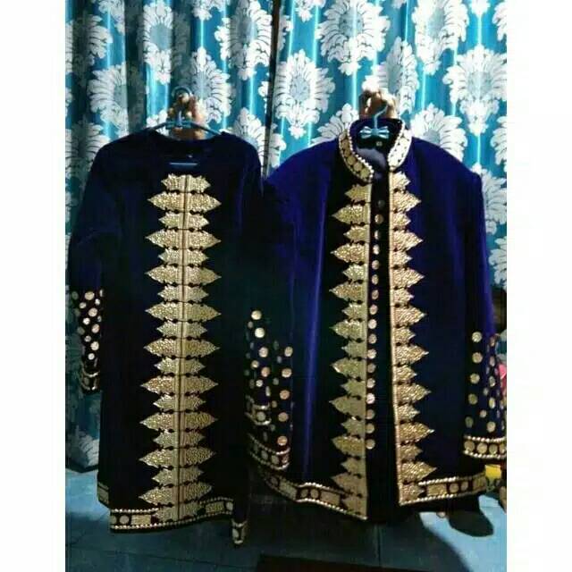 Baju Pengantin Bludru Payet kuningan/silver