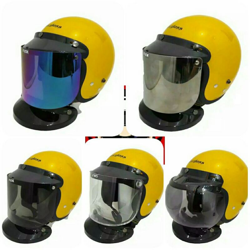 Helm Cargloss helm bogo dewasa ORiginal kuning glosy set kaca Flat visor~kaca cembung ori