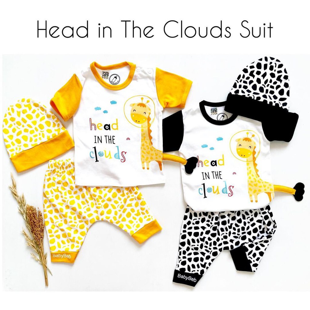 Star Kids / Head in the clouds Babybeb Baju Setelan Kaos Celana Pergi Jalan Lucu Fashion Anak Bayi Cowok Laki Terlaris