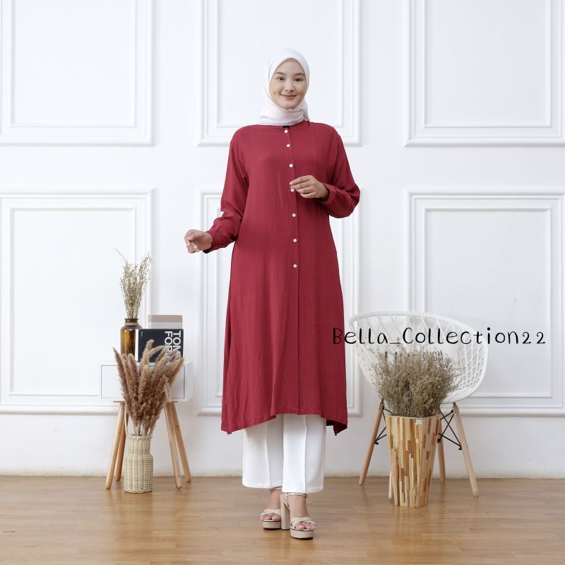 TUNIC,TUNIK LONG TUNIC, Alika LONG TUNIC, Tunik Rayon Crinkle , Alika long tunik panjang polos CRINKLE PREMIUM by @BELLA_COLLECTION TUNIK HIJAB terbaru KEKINIAN