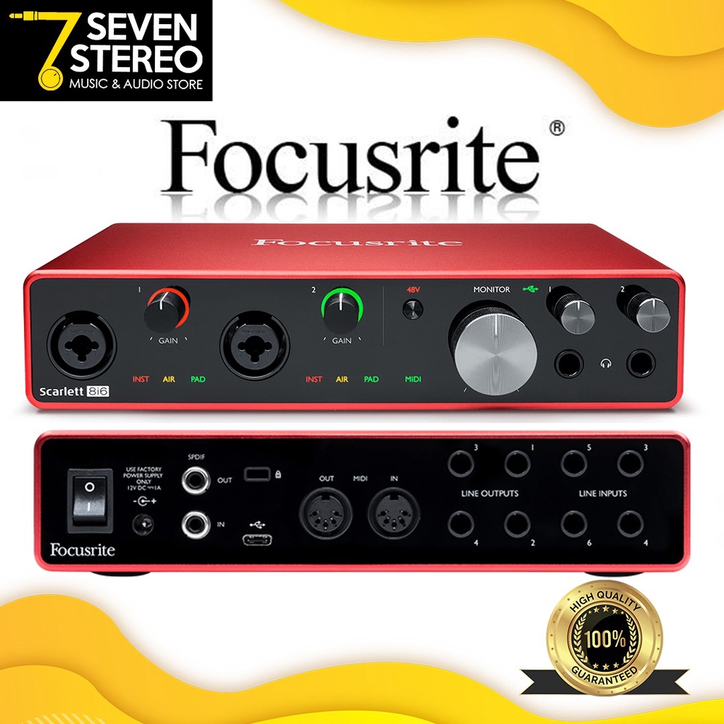 Focusrite Scarlett 8i6 3rd Gen USB Audio Interface - Soundcard Recording