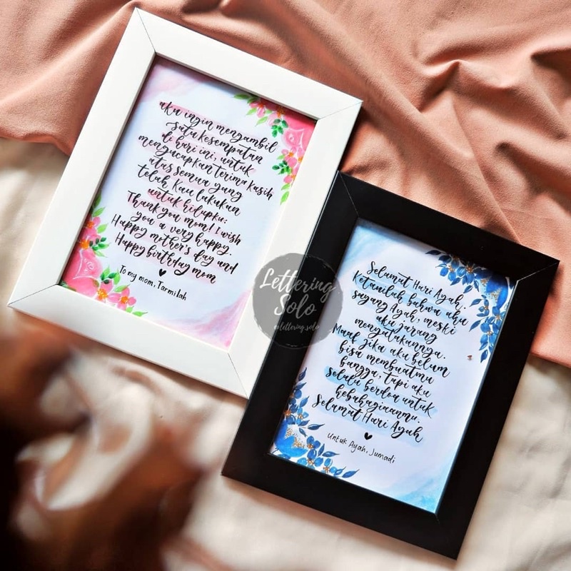 HAND LETTERING 5R (17x22cm) KADO ULANG TAHUN, KADO WISUDA, KADO WEDDING