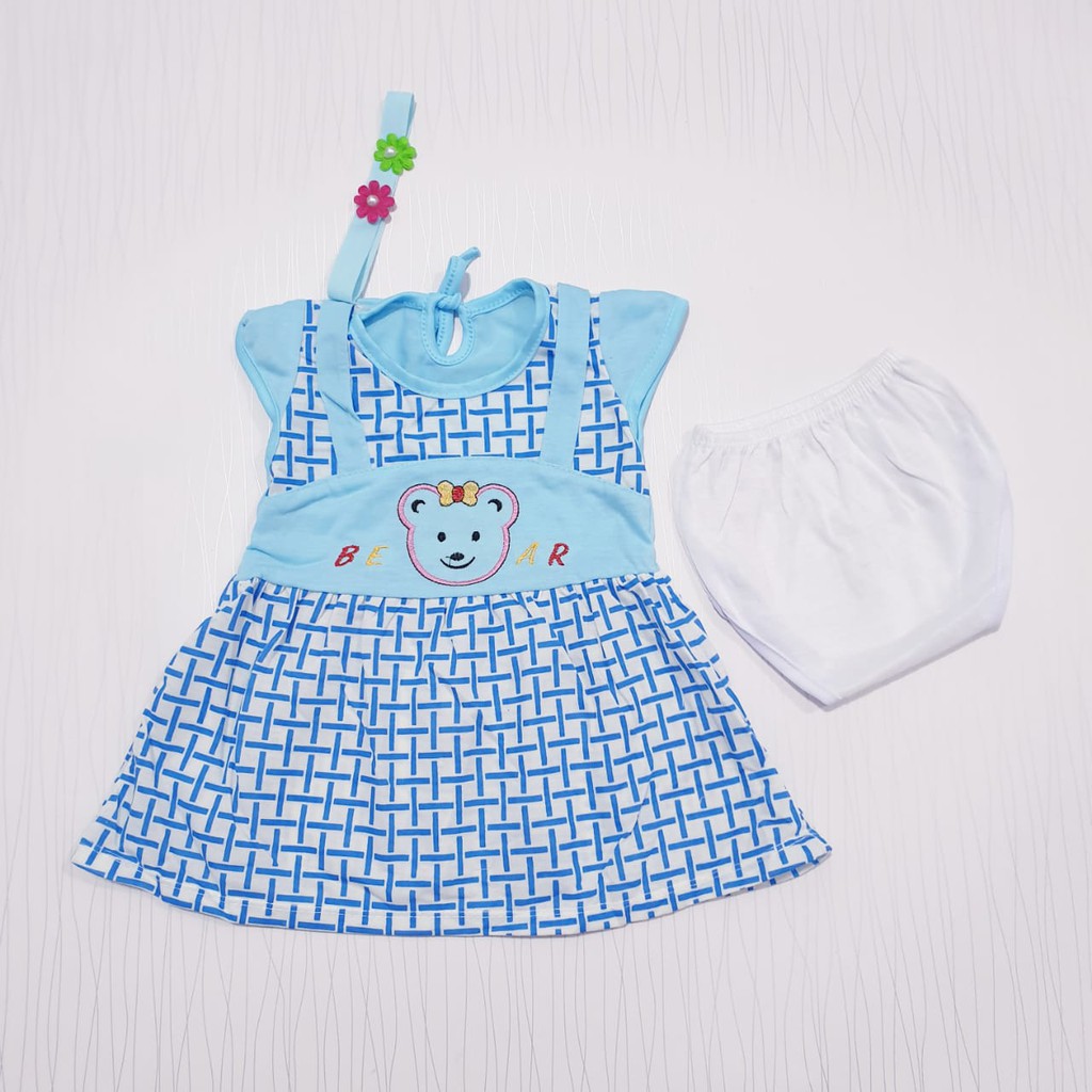 setelan pakaian dress anak lucu FREE BANDO