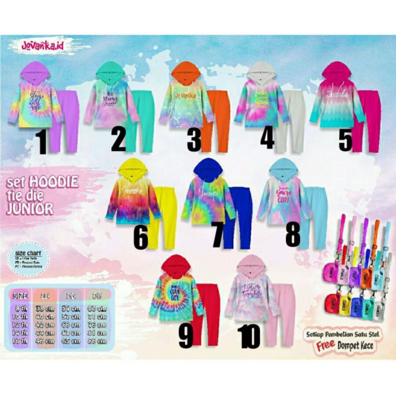 Setelan Hoodie Tie Die Jovanka Unisex (Cewek Cowok)