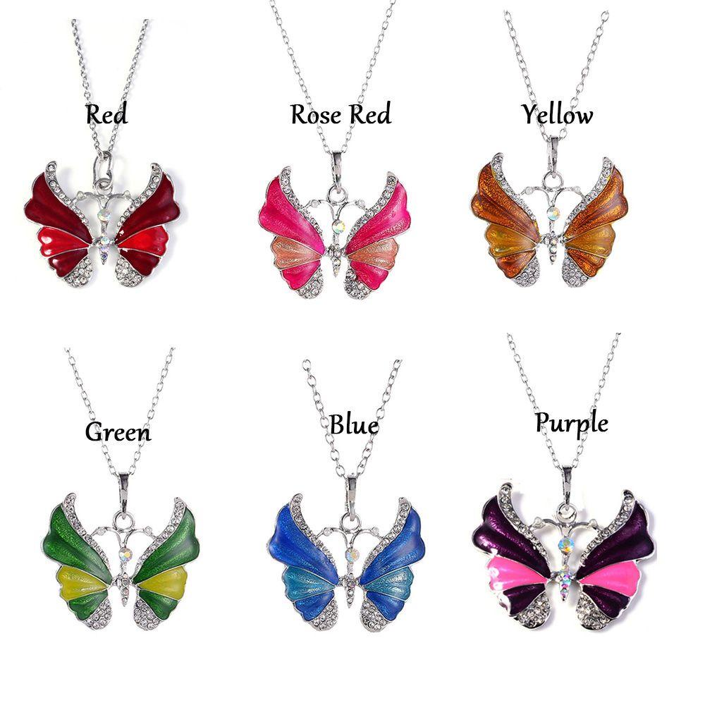 Lily Butterfly Kalung Perhiasan Aksesoris Fashion Tetes Minyak Perhiasan Menarik Berlian Serangga Choker