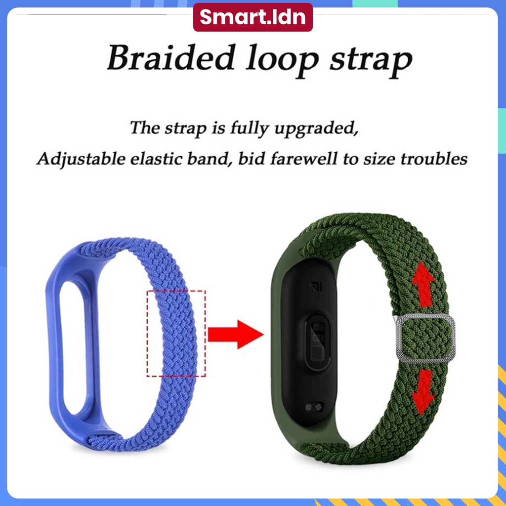 Tali Strap Nilon Xiaomi Mi Band 3 4 5 6 7 Sport Braided Stretch Loop Strap