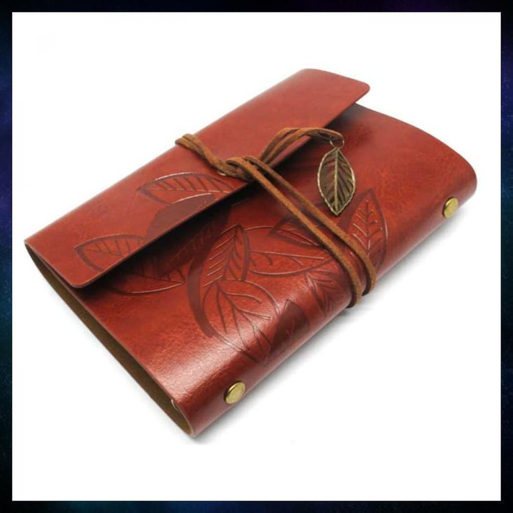 

Buku Catatan Binder Kulit Retro Leaf Kertas A6 - Leather Buku Klasik - Coffee
