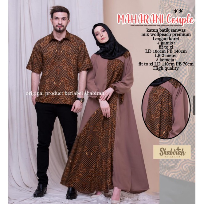 Maharani Couple ORI SHABIRAH couple batik sarimbit seragam batik solo gamis batik couple keluarga