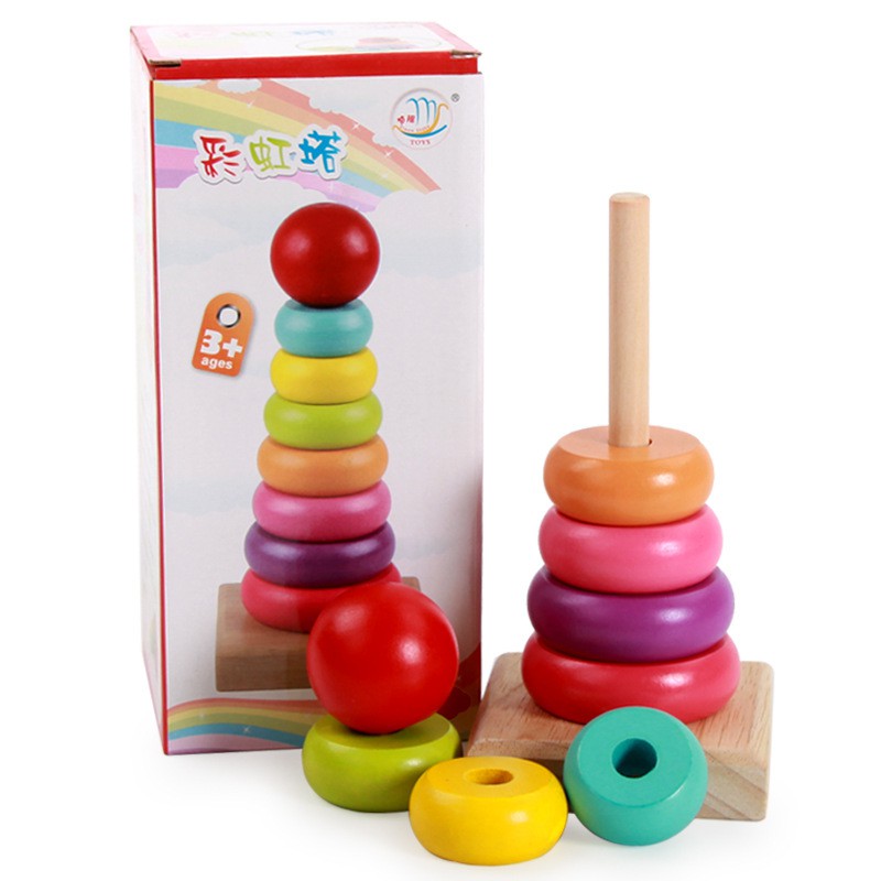 Gober - Rainbow Stacker - Mainan Donat 21 CM Menara Warna Warni Bulat