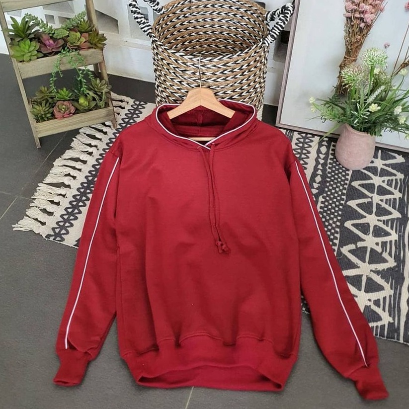 Hoodie Casual List Fashion Remaja Kekinian Motif Garis